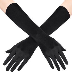 Long Opera Party 20s Satin Gloves Stretchy Adult Size Elbow Length 15 Inches